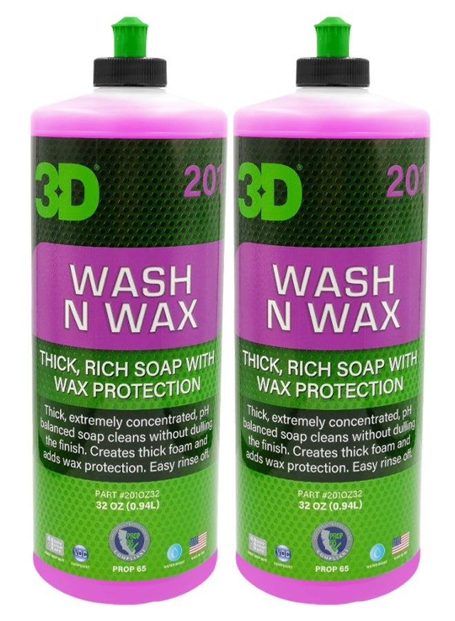 ثري دي شامبو غسيل وتلميع السيارات ثلاثي الأبعاد، قطعتان، 946 مل (32 أونصة)، رغوة غنية كثيفة مع طبقة شمعية واقية، متوازن الحموضة، سهل الشطف، يمنح لمعانًا عاليًا، مناسب لغسيل السيارات الخارجي، آمن لجميع أسطح المركبات - 201 - Image 1